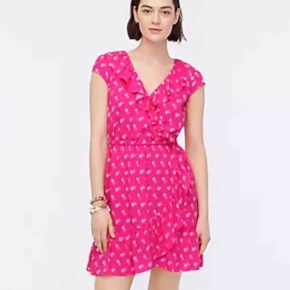 NWT J. Crew Pink Floral Print Ruffle Dress - Picture 1 of 10